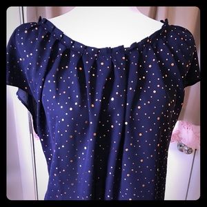Lauren Conrad sheer blue blouse - with polka dots
